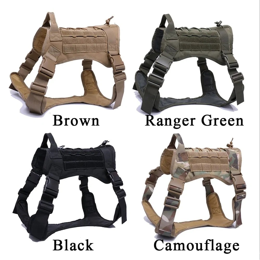 Tactical Dog Harness With Handle and Bungee Leash For Large Dogs