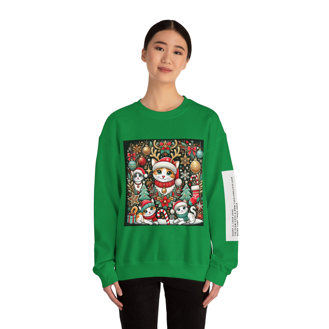 The Claw Cove™ Unisex Kitty Kat Christmas Crewneck Sweatshirt