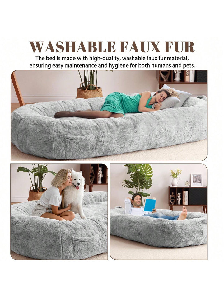 Giant Dog Bed for Men and Women, 75"X48"X14",Washable & Plush Dog Bed for People, Suitable for Adults,Human-Sized Bed