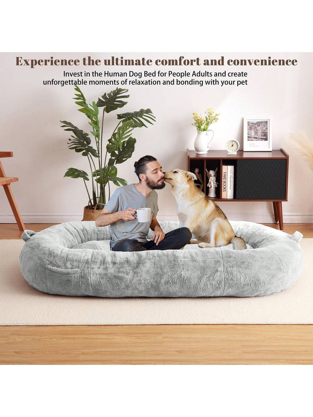 Giant Dog Bed for Men and Women, 75"X48"X14",Washable & Plush Dog Bed for People, Suitable for Adults,Human-Sized Bed