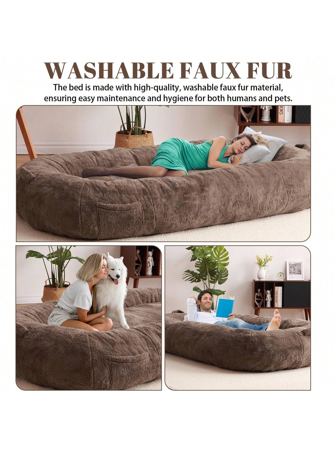 Giant Dog Bed for Men and Women, 75"X48"X14",Washable & Plush Dog Bed for People, Suitable for Adults,Human-Sized Bed