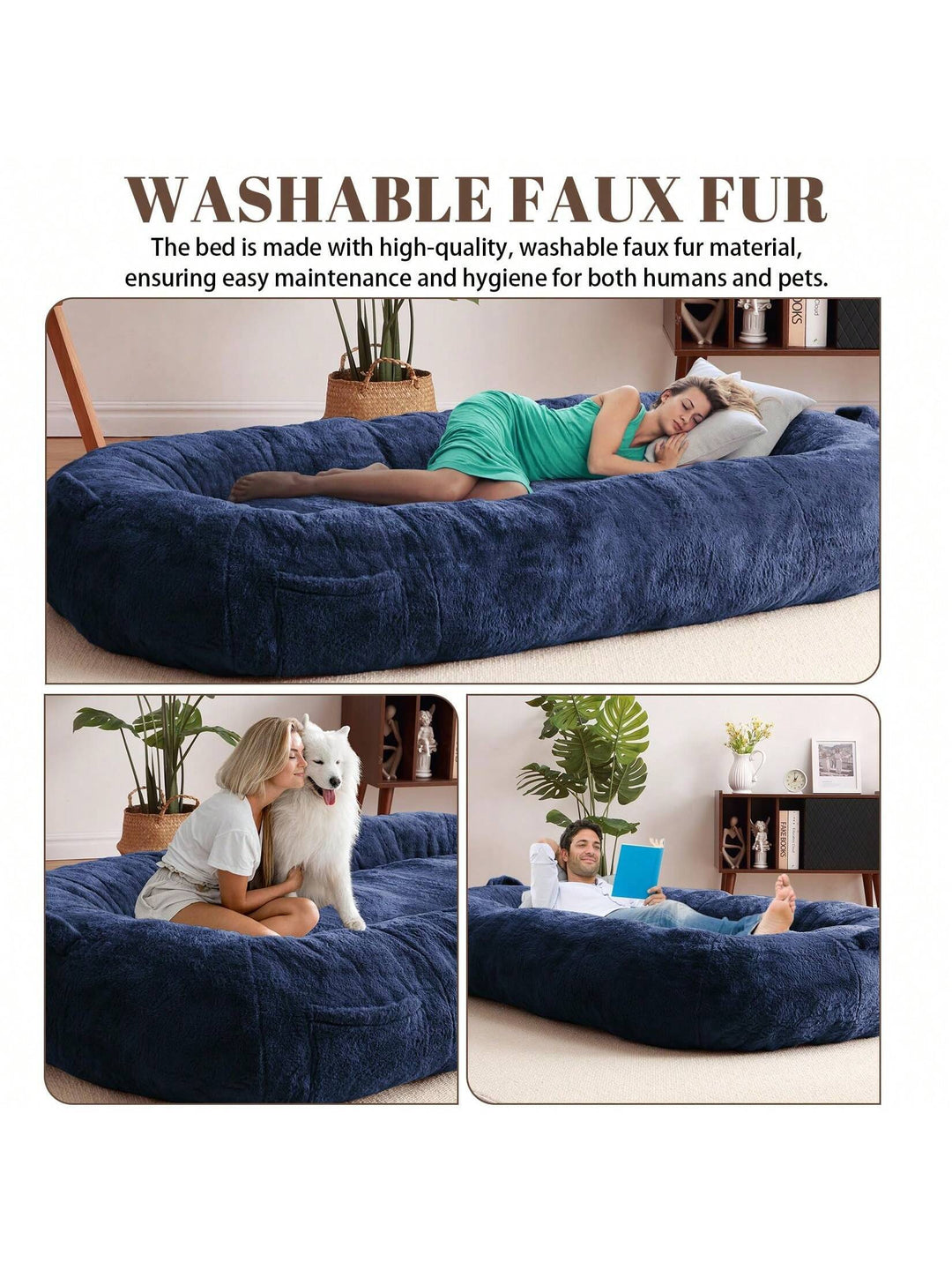 Giant Dog Bed for Men and Women, 75"X48"X14",Washable & Plush Dog Bed for People, Suitable for Adults,Human-Sized Bed