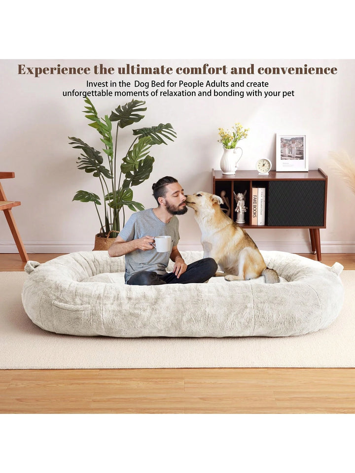 Giant Dog Bed for Men and Women, 75"X48"X14",Washable & Plush Dog Bed for People, Suitable for Adults,Human-Sized Bed