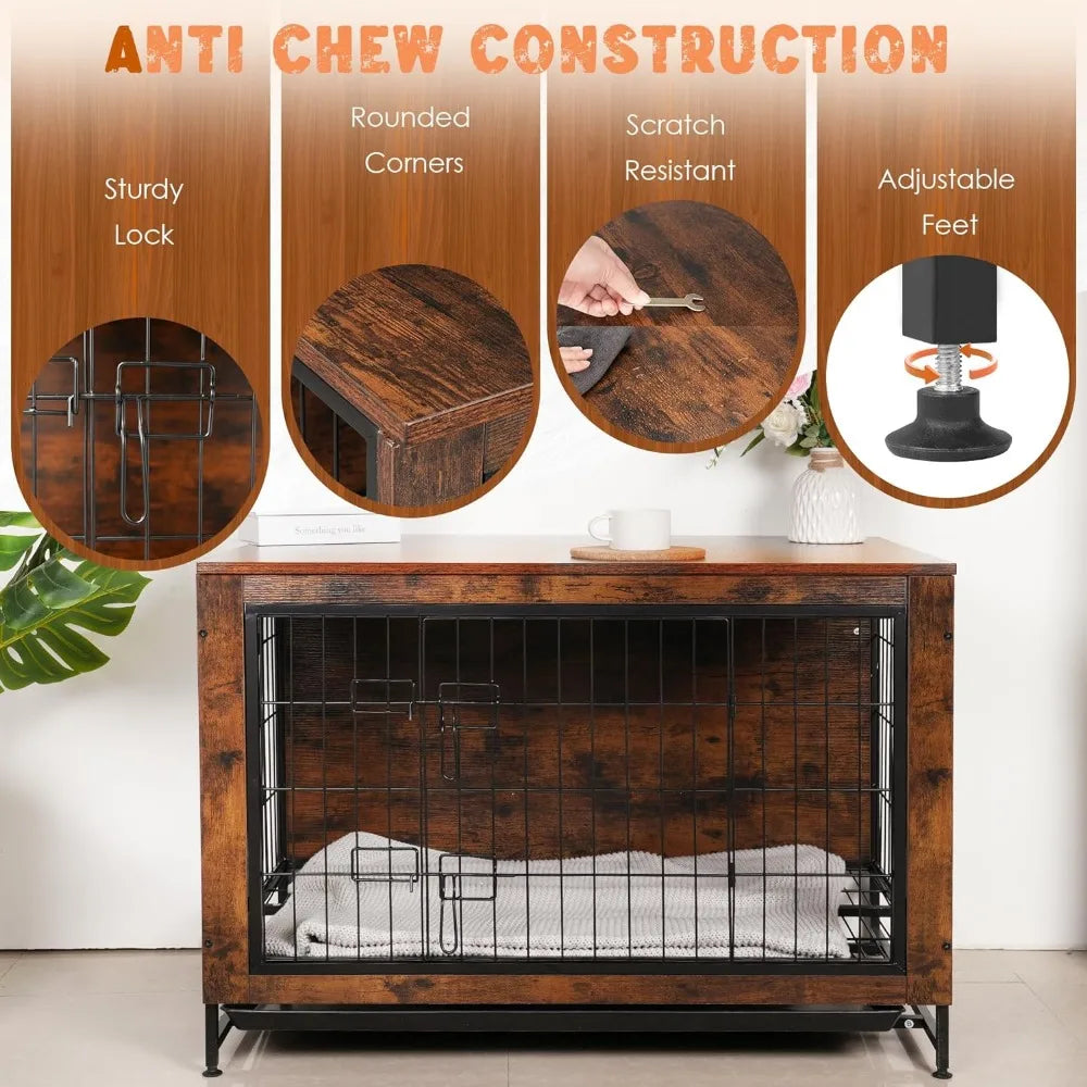 Dog Crate Furniture Kennel Medium/Large Dog 38.5 Inch Doble Dog Crate with Storage Drawers Modern Side End Table Indoor