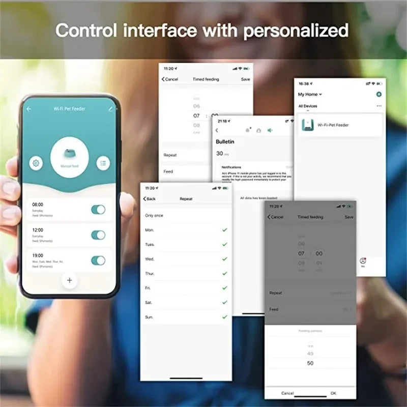 Dog Cat Smart Pet Feeder Wifi Mobile Phone App Remote Control Microchip Automatic Pet Feeder with 6L Auto Timer