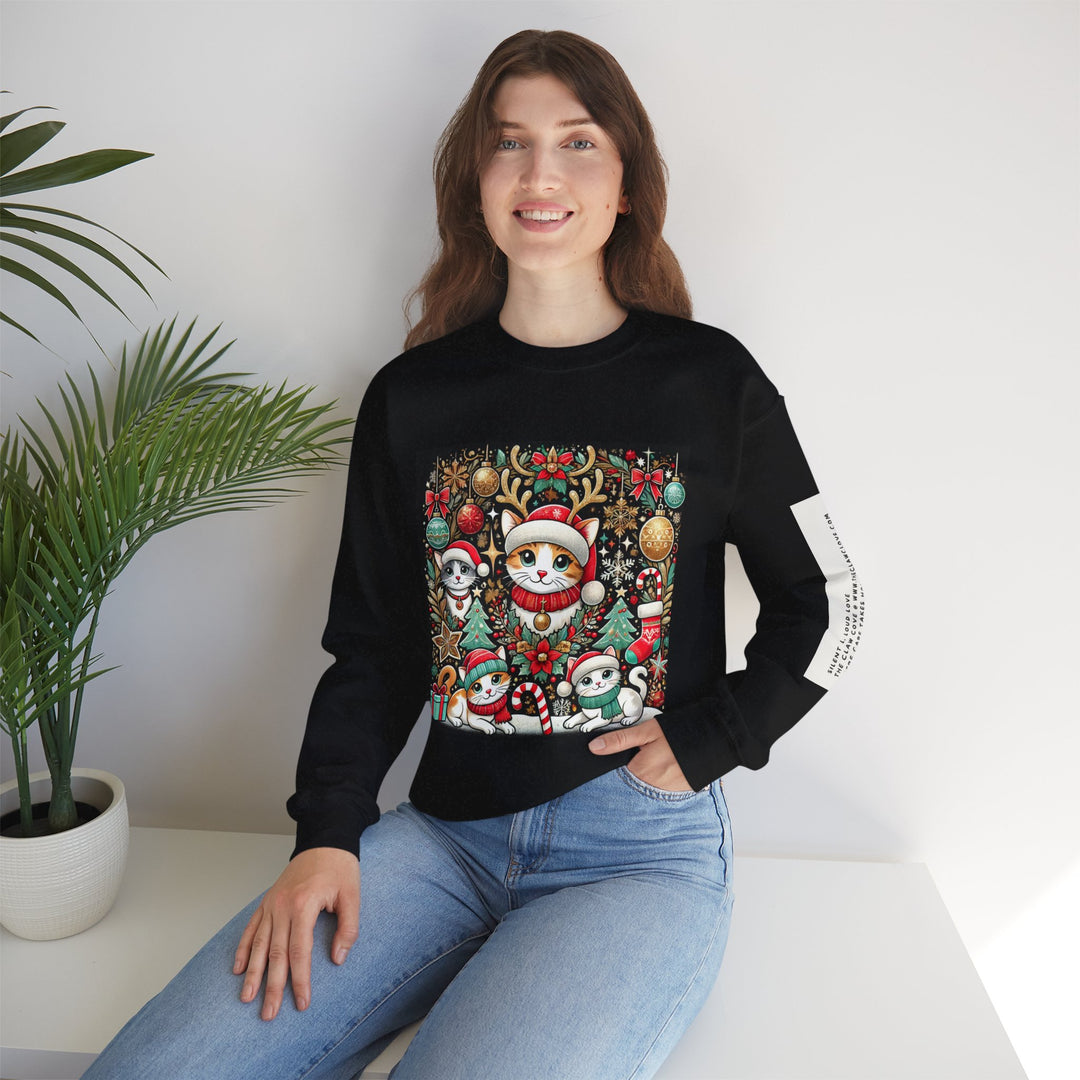 The Claw Cove™ Unisex Kitty Kat Christmas Crewneck Sweatshirt