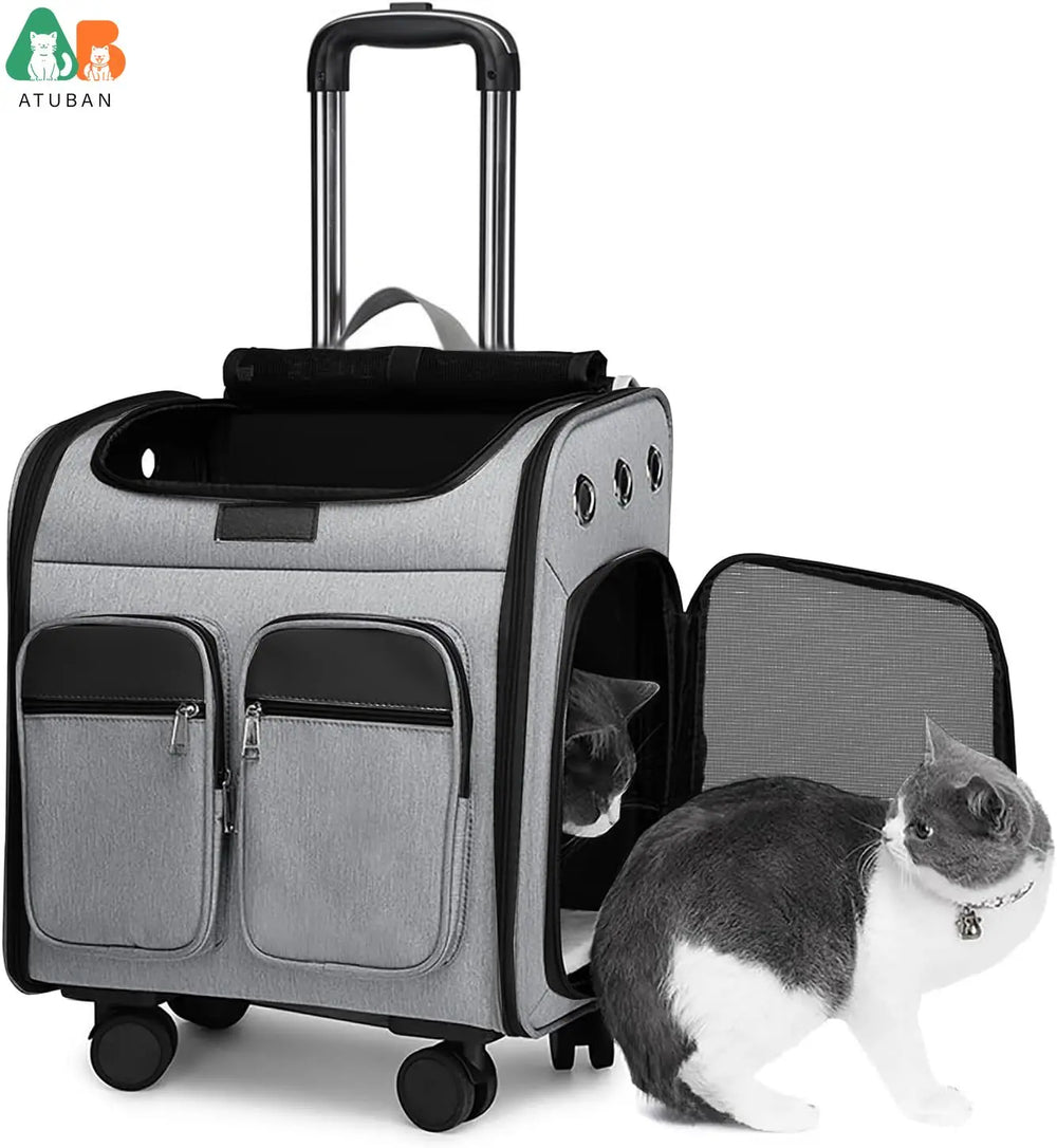 Wheeled Pet Carrier Backpack Breathable Pet Carrier Wheels Collapsible Dog Backpack Carrier for Small Dogs Cats Puppy Dog