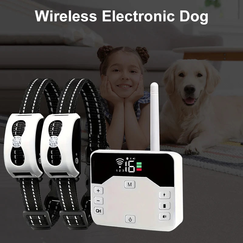 Pets Wireless Electronic Fence Ip65 Waterproof Wear Resistant Rechargeable Remote Control Electronic Fence Pet Training Collar