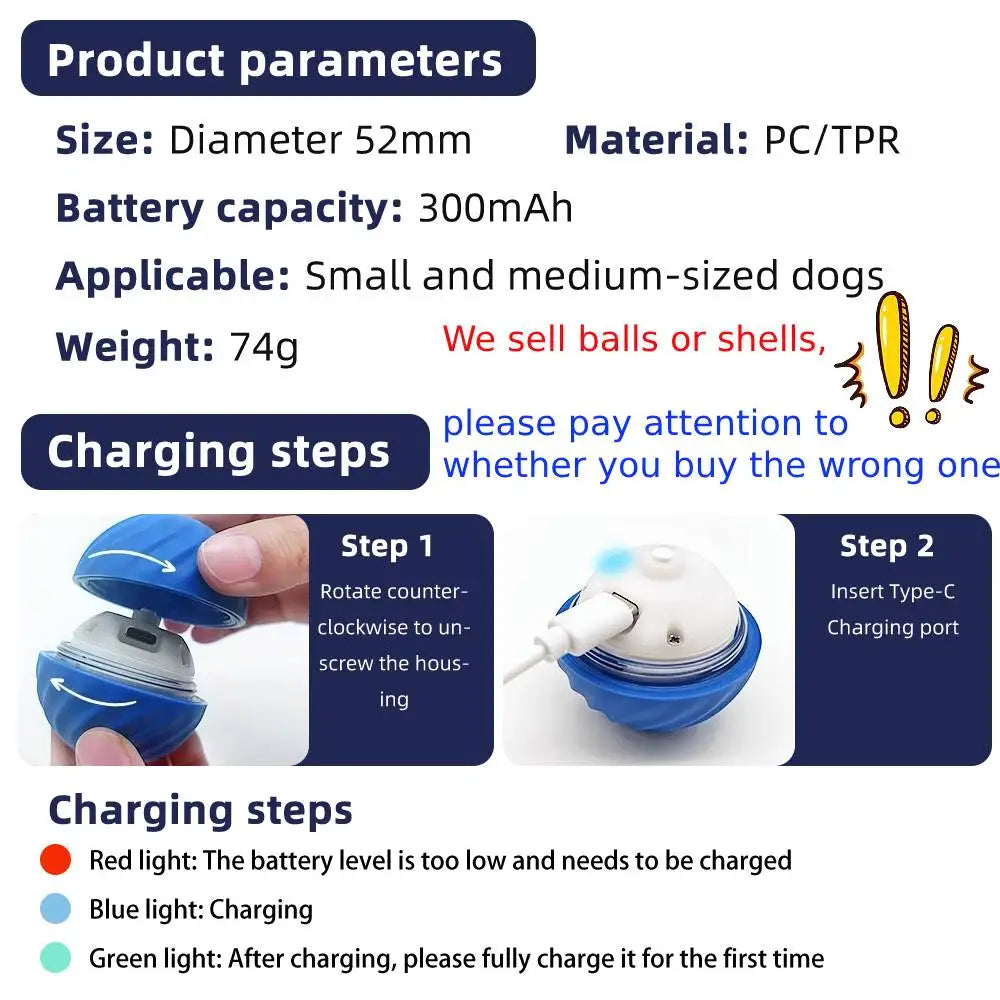 Smart Dog Toy Ball Electronic Interactive Pet Toy Moving Ball USB Automatic Moving Bouncing for Puppy Birthday Gift Cat Product