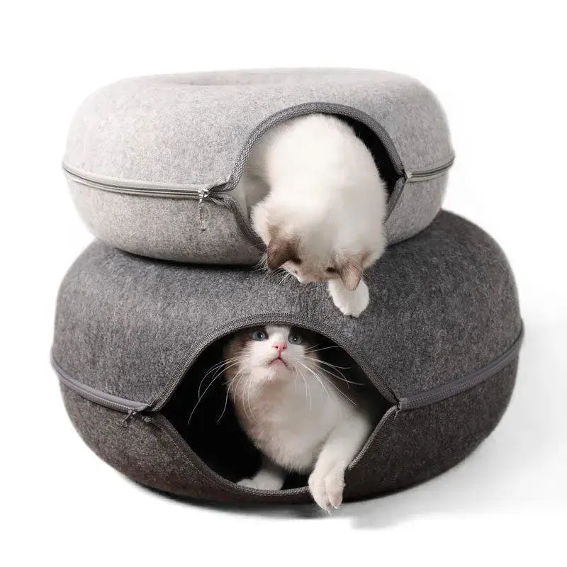 Cats Just Wanna Have Fun! The Claw Clove™ Interactive Cat Donut Bed