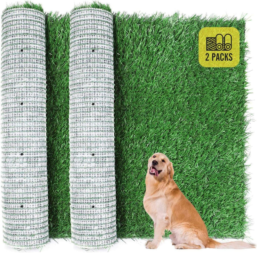 Dog Grass Pad, 2-Pack Portable Grass Pee Pads for Dogs Washable Professional Dog Grass Mat Training Grass Pee Pad for Indoor Outdoor Porches Apartments and Grass Turf Mat Replacement (18Inx23In)