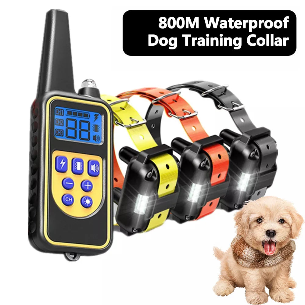 Smart Dog Shock Collar Dogs Waterproof Training Collar for Dogs Large Medium Small with Rechargeable Remote, Beep Vibration And