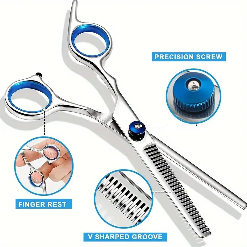 Professional Pet Grooming Scissors with round Head - Stainless Steel Dog Hair Shears for Effortless Trimming - Safe and Precise 