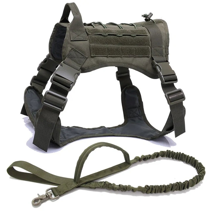 Tactical Dog Harness With Handle and Bungee Leash For Large Dogs