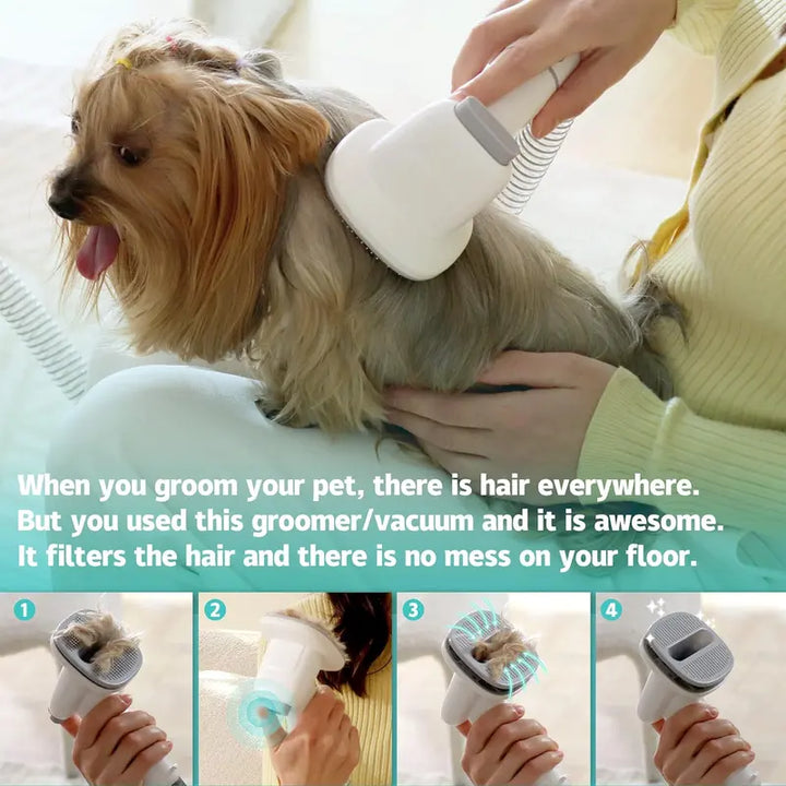 LMVVC Pet Grooming Kit, Dog Grooming Clippers with 2.3L Vacuum Suction 99% Pet Hair, Pet Grooming Vacuum Low Noise