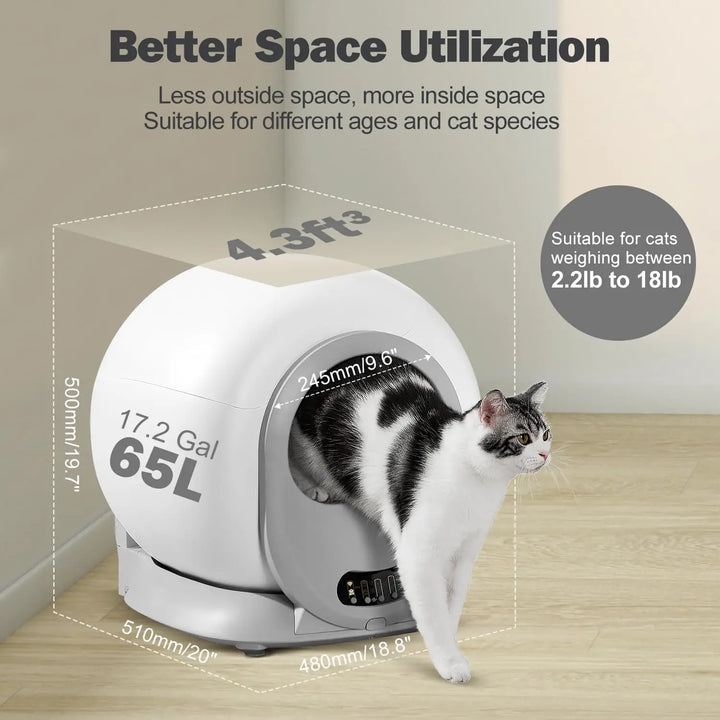 Free Automatic Cat Litter Box Extra Large Litter Box for Multiple Cats, Odor Removal anti Pinch Kitty Litter Box, APP Control