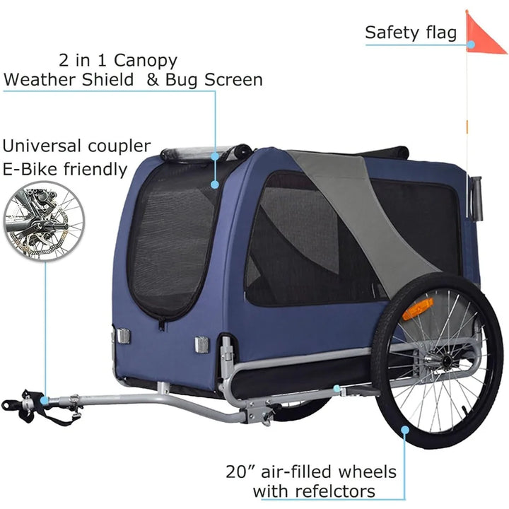 Looking for a Versatile Way to Transport Your Pets? Choose Our Premium Large/XL Pet Bike Trailer & Stroller with Low Center of Gravity and Easy Folding Frame – Perfect for Large Dogs or Multiple Small Dogs!