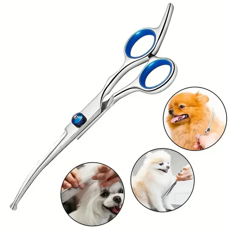 Professional Pet Grooming Scissors with round Head - Stainless Steel Dog Hair Shears for Effortless Trimming - Safe and Precise 