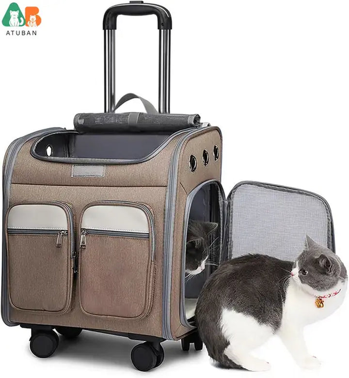 Wheeled Pet Carrier Backpack Breathable Pet Carrier Wheels Collapsible Dog Backpack Carrier for Small Dogs Cats Puppy Dog