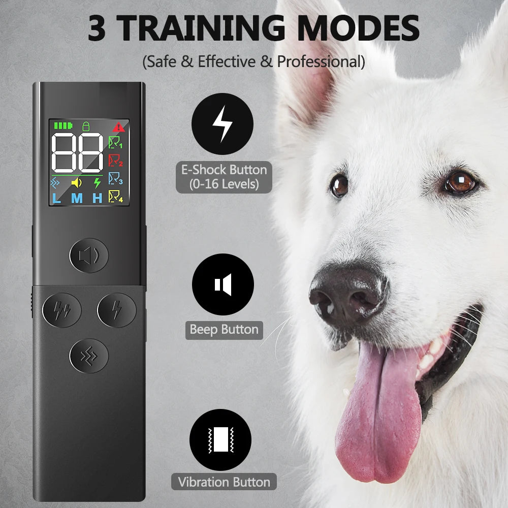 Dog Training Collar with Remote, Smart Dog Shock Collar with 3 Training Modes and Training Icons, Waterproof Electric Dog Shocke