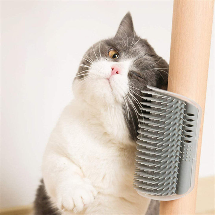 Corner-Mounted Pet Grooming Comb for Cats