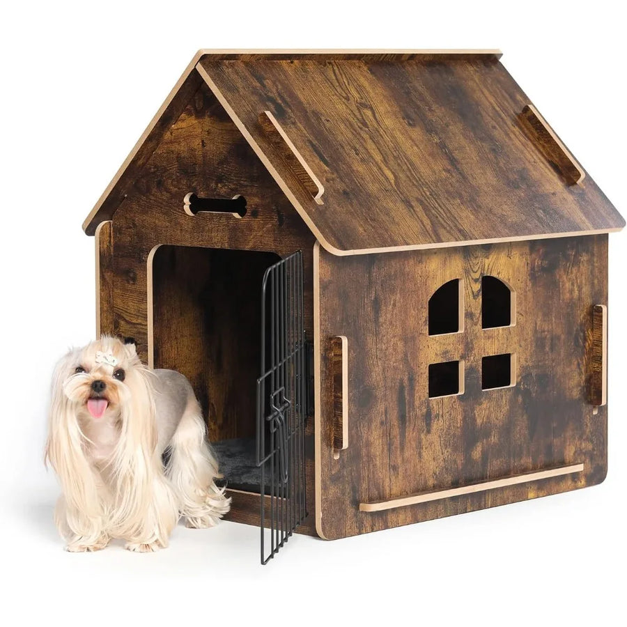 Dog House Indoor for Small Dogs or Cats, Cozy Wooden Design, Small Indoor Bed House, with Air Vents and Elevated Floor Warm