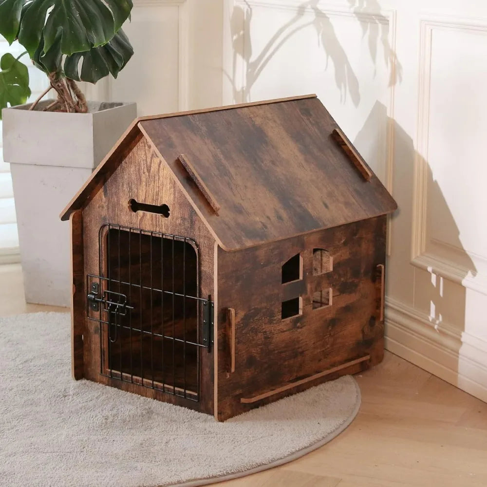 Dog House Indoor for Small Dogs or Cats, Cozy Wooden Design, Small Indoor Bed House, with Air Vents and Elevated Floor Warm