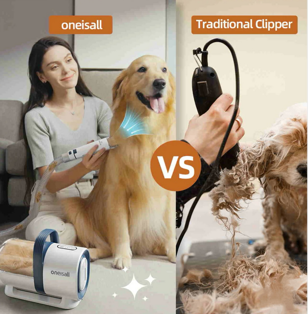 Oneisall™ 7-in-1 LM2 Pet Hair Vacuum & Grooming Kit with Clipper and Nail Grinder