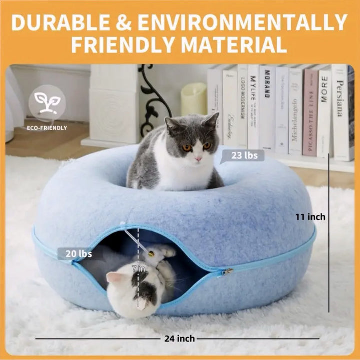 Cats Just Wanna Have Fun! The Claw Clove™ Interactive Cat Donut Bed