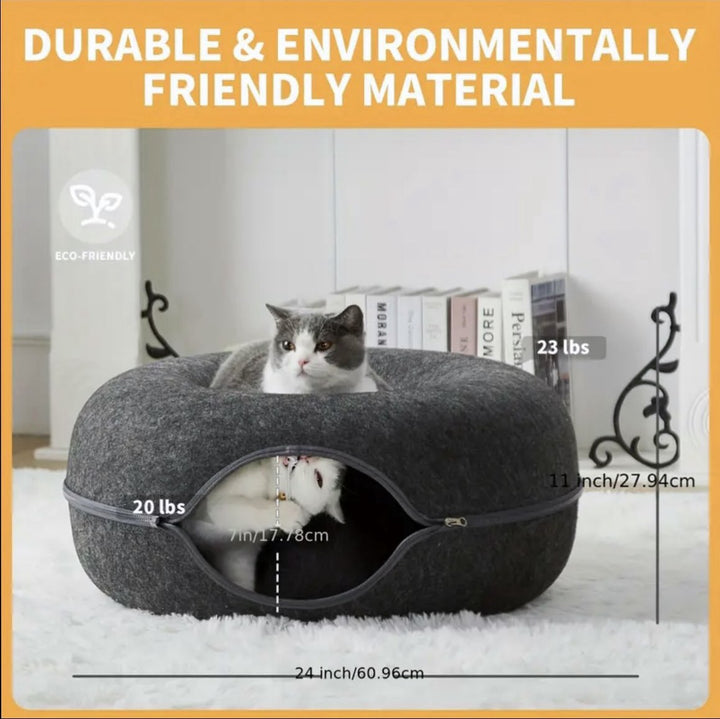 Cats Just Wanna Have Fun! The Claw Clove™ Interactive Cat Donut Bed