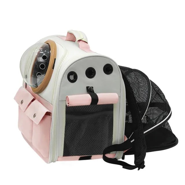 The Claw Clove™ Pet Supplies Cat Backpack Transparent Expandable Backpack Portable Backpack Dog Breathable Large Capacity Space Capsule Bag