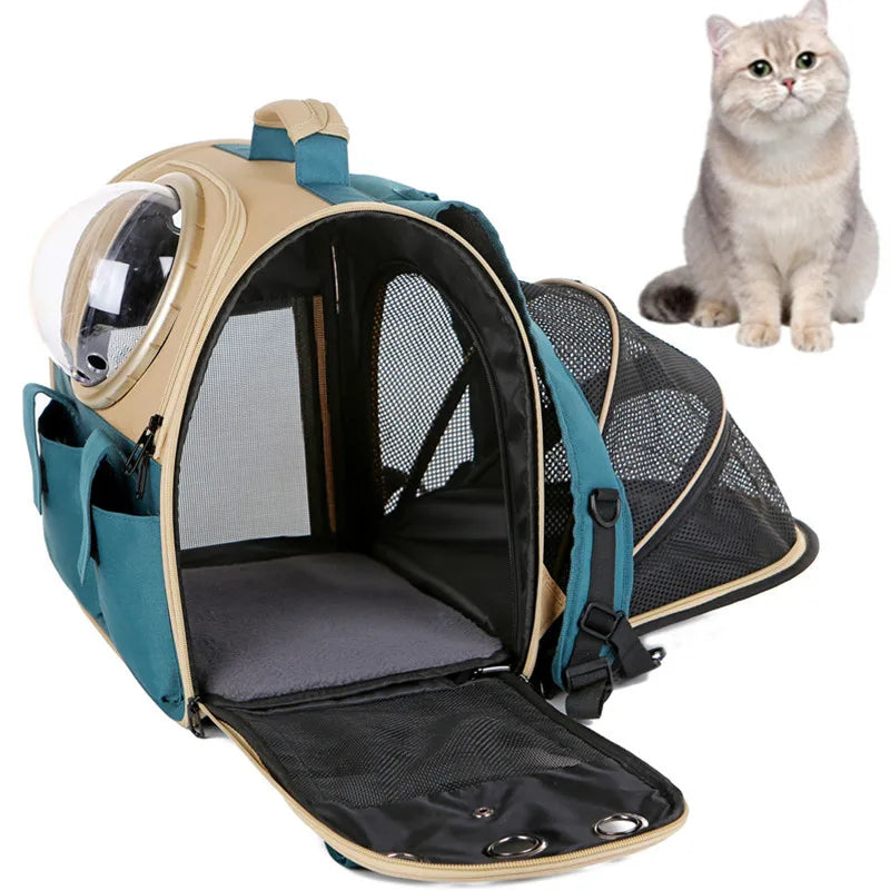 The Claw Clove™ Pet Supplies Cat Backpack Transparent Expandable Backpack Portable Backpack Dog Breathable Large Capacity Space Capsule Bag