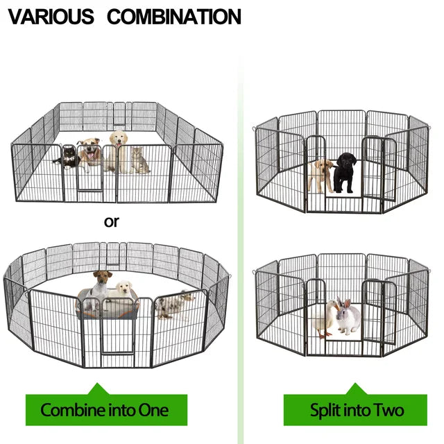 US Foldable 8 Panels 40'' Height for Large Dog Playpen Dog Fence Puppy Exercise Pen with Doors Playpen Designed for Indoor Use