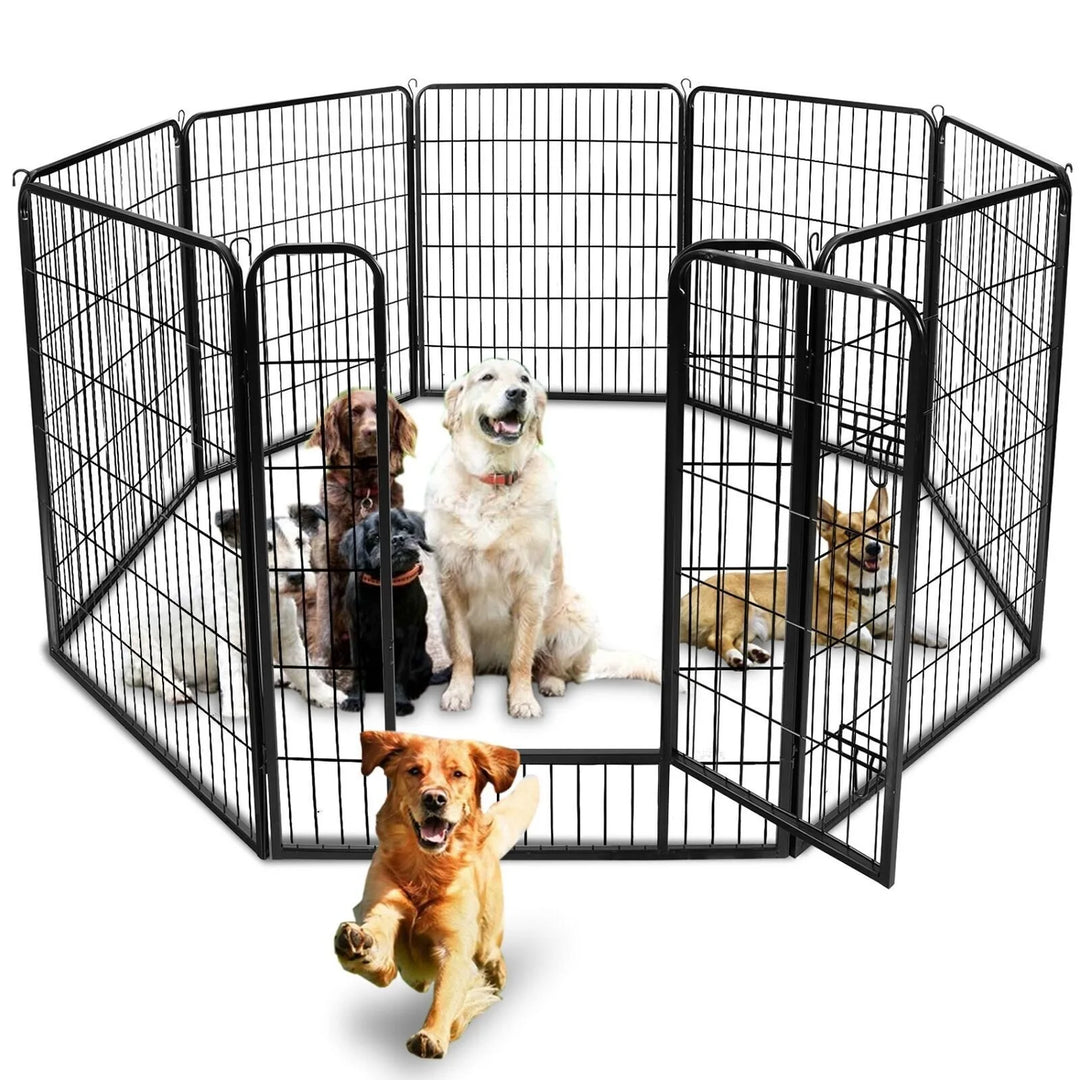 US Foldable 8 Panels 40'' Height for Large Dog Playpen Dog Fence Puppy Exercise Pen with Doors Playpen Designed for Indoor Use