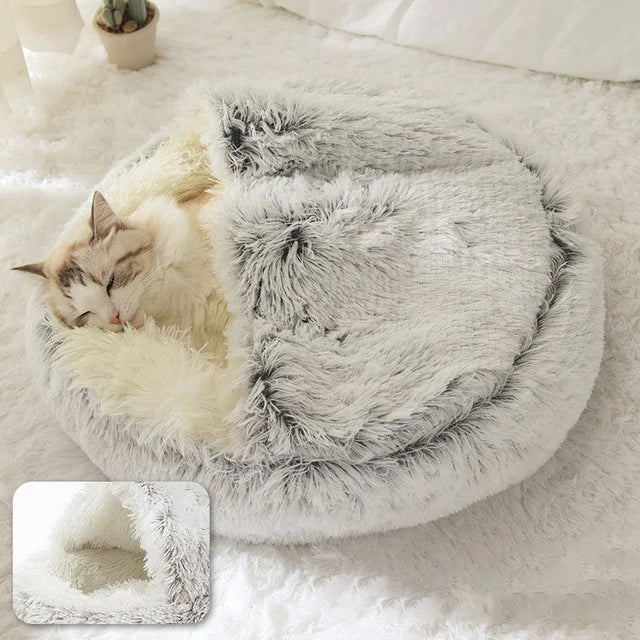 Plush Pet Bed with Snuggle Spot