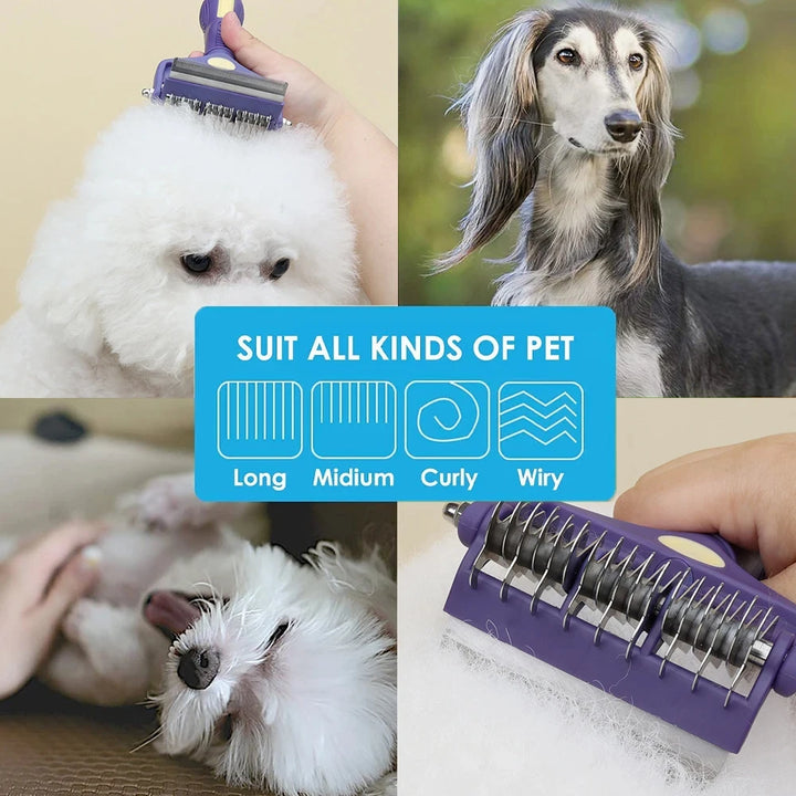 Dematting Comb for Pets - Undercoat Rake for Thick Hair Pets Hair 