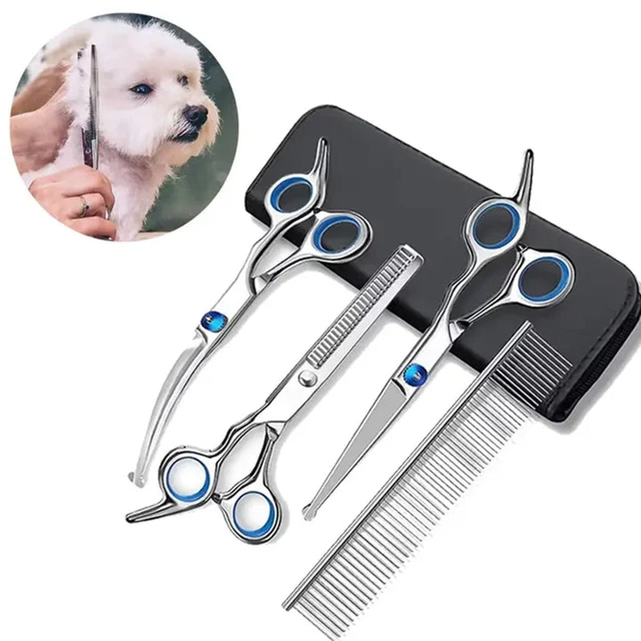 Professional Pet Grooming Scissors with round Head - Stainless Steel Dog Hair Shears for Effortless Trimming - Safe and Precise 