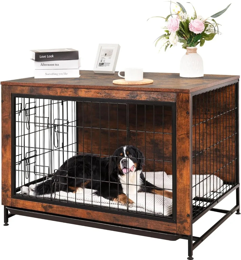 Dog Crate Furniture Kennel Medium/Large Dog 38.5 Inch Doble Dog Crate with Storage Drawers Modern Side End Table Indoor