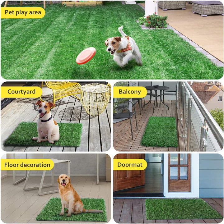 Dog Grass Pad, 2-Pack Portable Grass Pee Pads for Dogs Washable Professional Dog Grass Mat Training Grass Pee Pad for Indoor Outdoor Porches Apartments and Grass Turf Mat Replacement (18Inx23In)