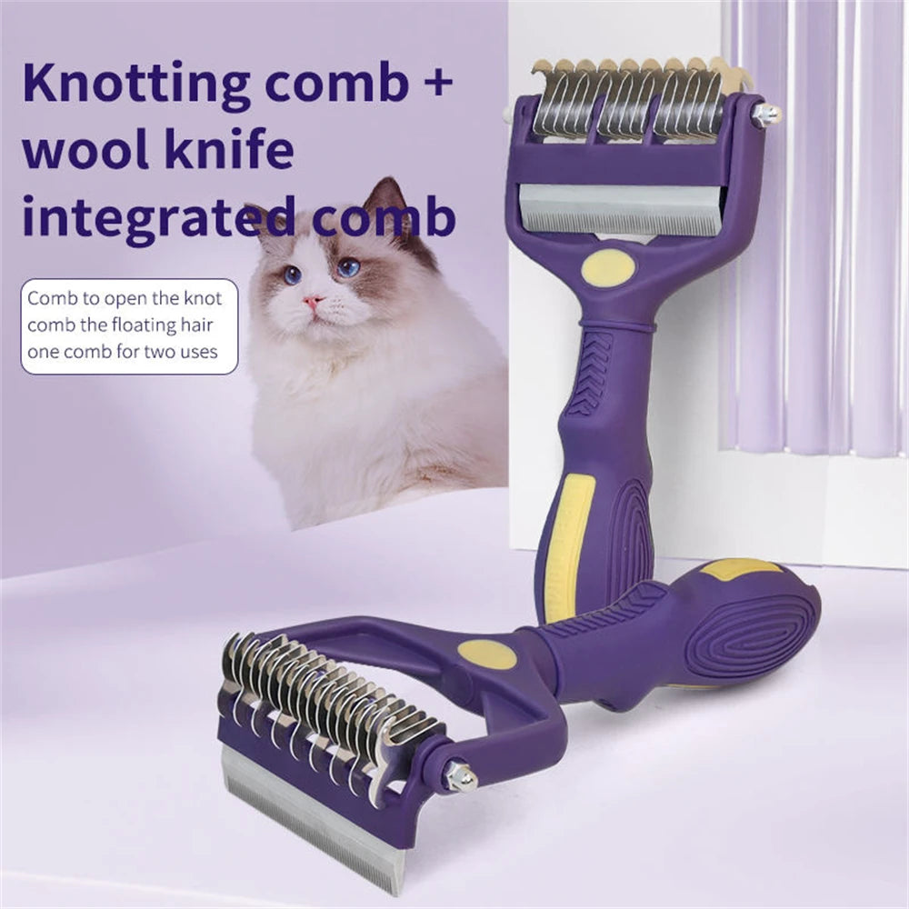 Dematting Comb for Pets - Undercoat Rake for Thick Hair Pets Hair 