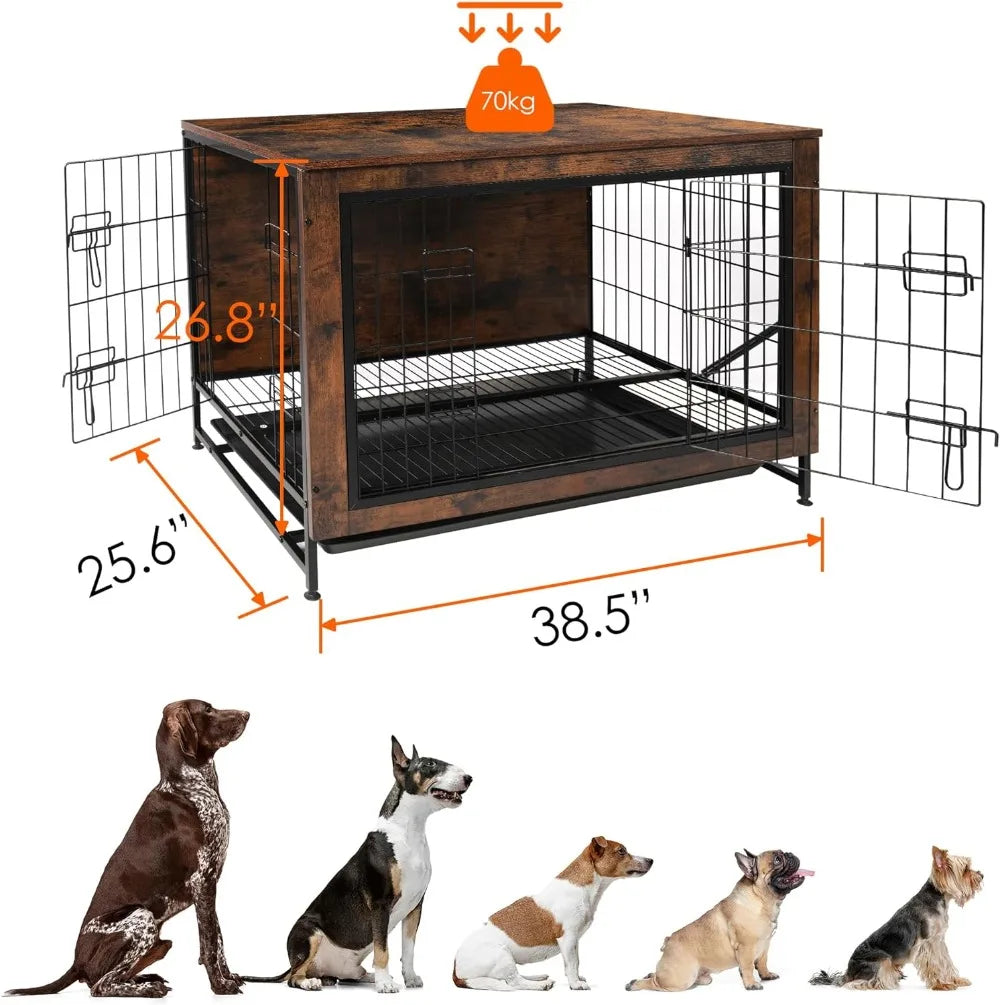 Dog Crate Furniture Kennel Medium/Large Dog 38.5 Inch Doble Dog Crate with Storage Drawers Modern Side End Table Indoor